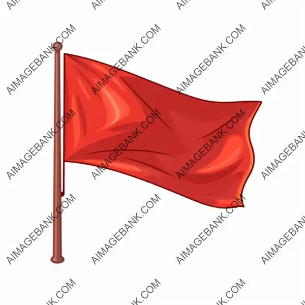 Simple Basic White Cartoon Style: Red Flag Icon.