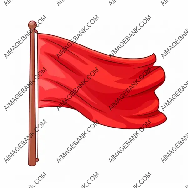 Red Flag Icon with Simple Basic White in Cartoon Style.