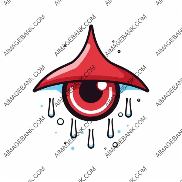 Tears Red Circles Around Icon Style