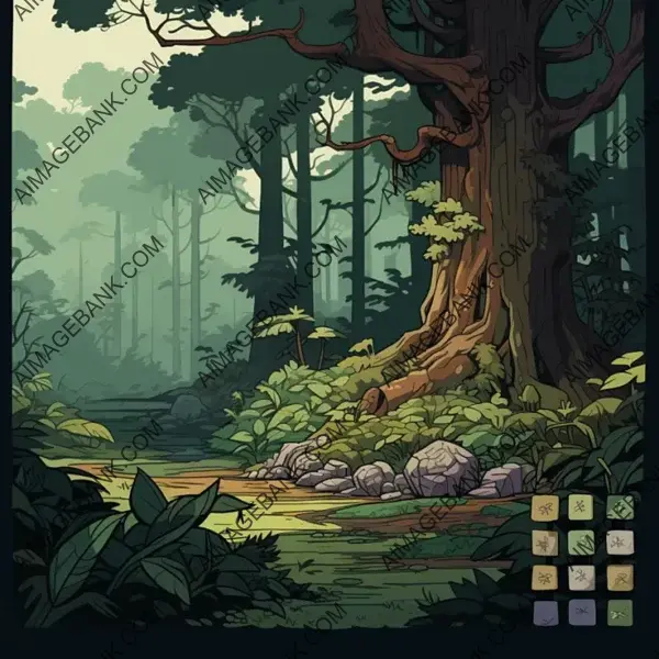 2D Cartoon RPG Verdant Forest Palette