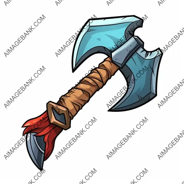 Colorful Warrior Axe Item Illustration