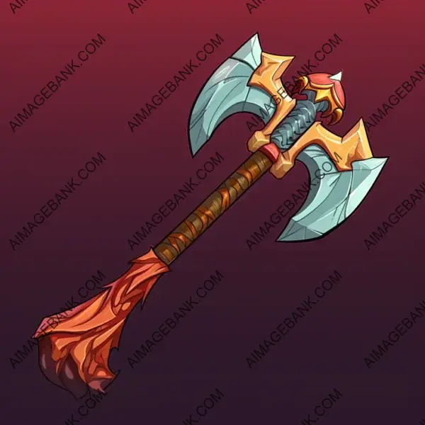 Colored Cartoon Warrior Axe Item Icon