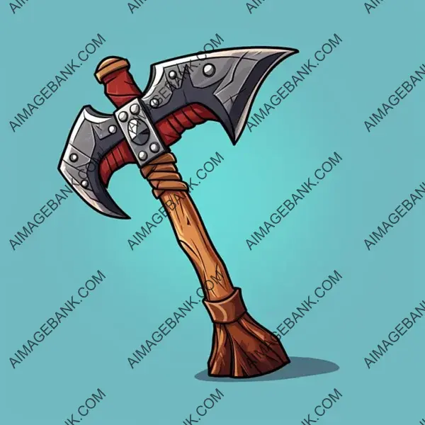 Warrior Axe Item Icon with Colored Cartoon Styling