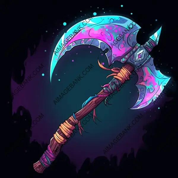 Colored Cartoon-Style Warrior Axe Icon