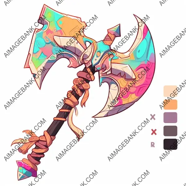 Warrior Axe Item Icon: Colored Cartoon Design