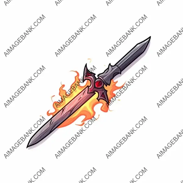 Sword Flames Icon in Cartoon Style