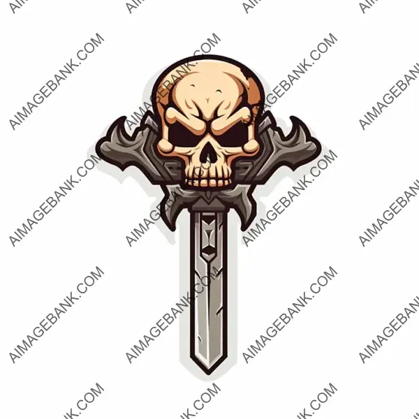 Big Boss Fight Icon with Brown Sword and Skull