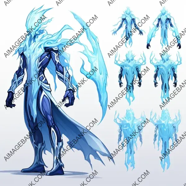 Cold Sovereignty: A Full Body Side View of the Frost Queen in 2D.