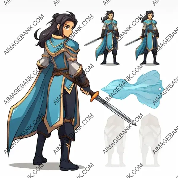 Frozen Enchantment: A Side View of the 2D Female Ice Mage in the Realm of RPGs.