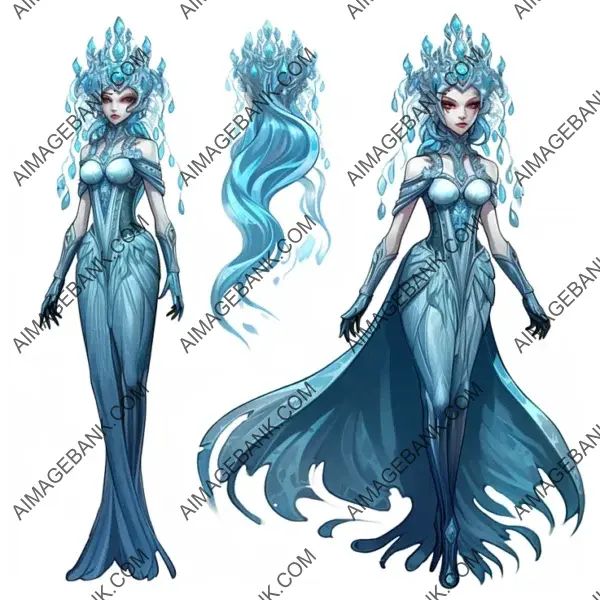 Icy Regent: A Full Body Side Profile of the 2D Evil Frost Queen.