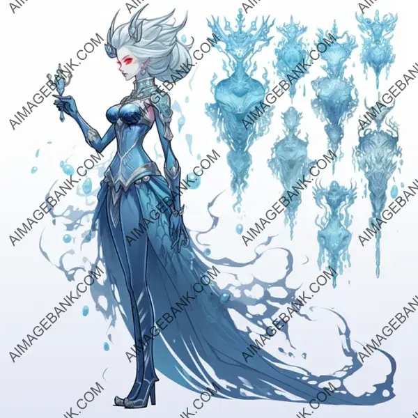 Frozen Monarch: A Full Body Side Profile of the Evil Frost Queen in 2D.