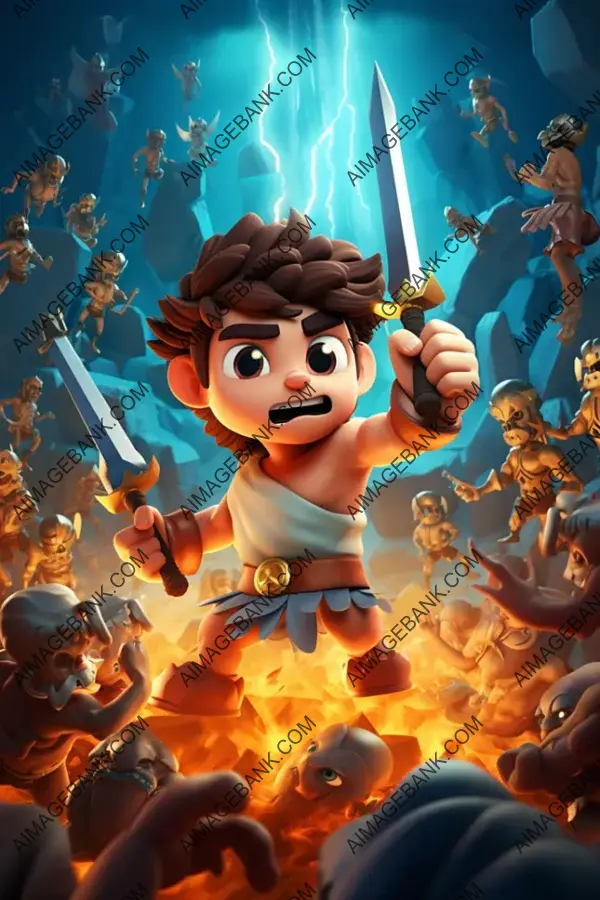 Godly Showdown: Adorable 3D Cartoon Characters in Battle.