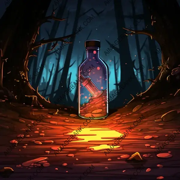 Top Down Perspective: Bottle in the Forest Mud.