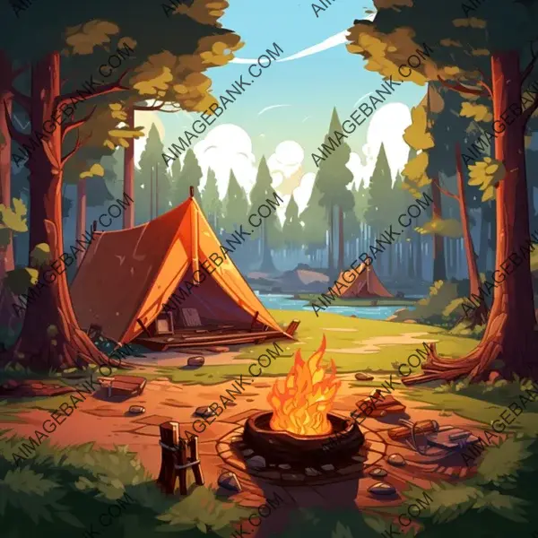 Cartoonish Campfire: 2D Element for RPG Adventures.