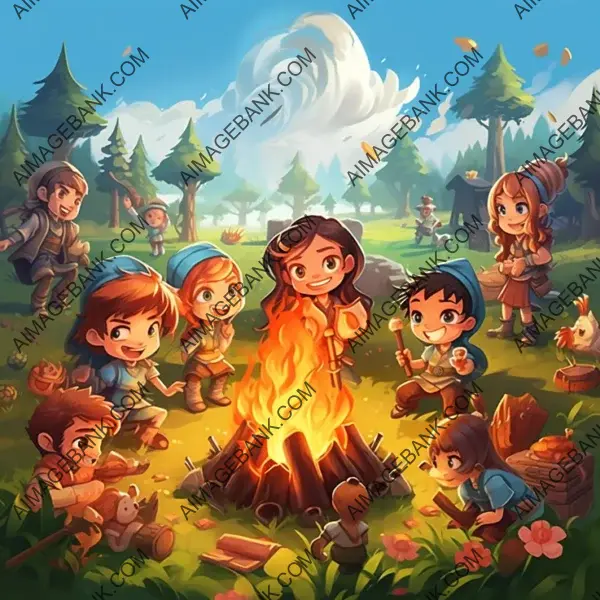 2D Cartoonish Campfire for RPG Adventures.