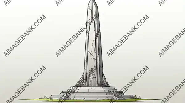 Shiny 2D Cartoon Obelisk Statue: Stylish.