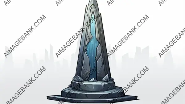 2D Cartoon Obelisk Statue in Shiny Style.