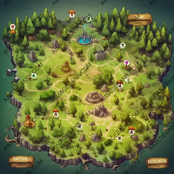 Basic Battle Icons on a Verdant Forest Map