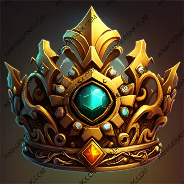 Gem-Centered Gold Crown on Stylized Heart