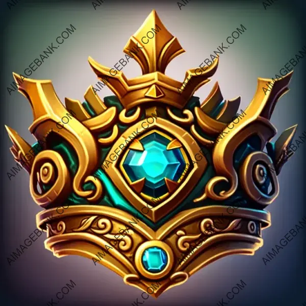 Stylized Heart with Gold Crown and Gem Center