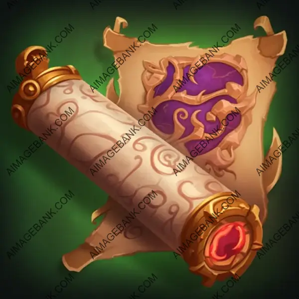 Stylized Scroll with Magical Fantasy from World of Warcraft