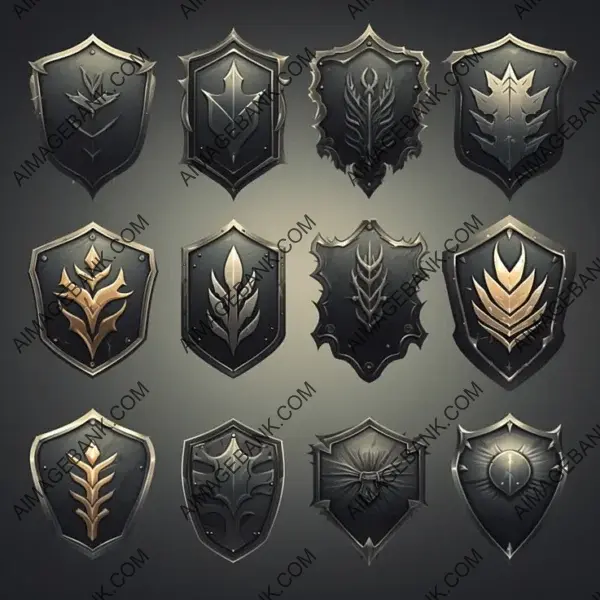 Game UI Assets: Gray Square Shields