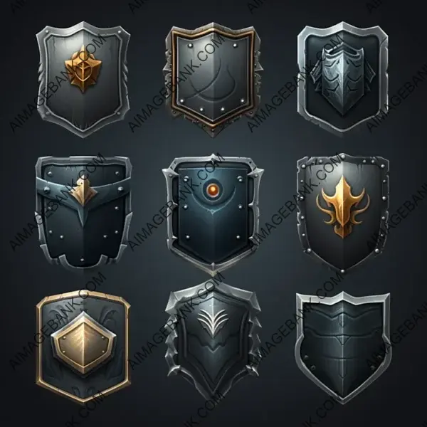 Square Shields: Gray Hues UI Assets