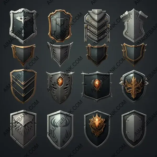 Square Shield Icons in Gray Hues