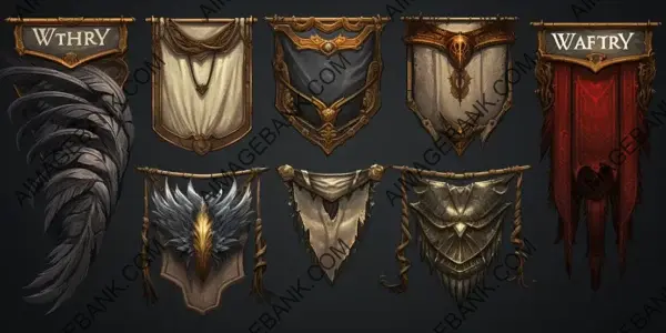 Victory Banners with Low Details: Dark Fantasy Assets