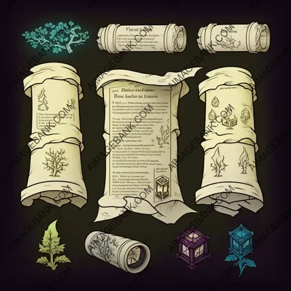 2D Parchment Scrolls: Colors Galore.