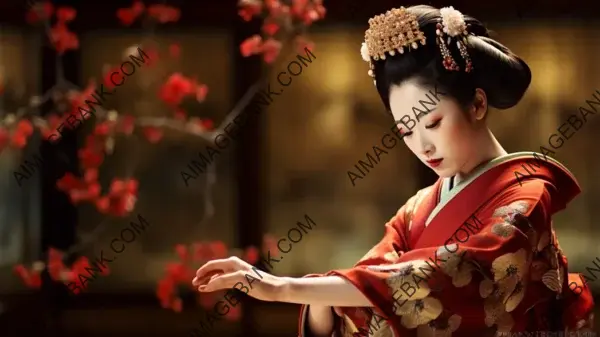 Geisha&#8217;s Graceful Performance of Traditional Dance