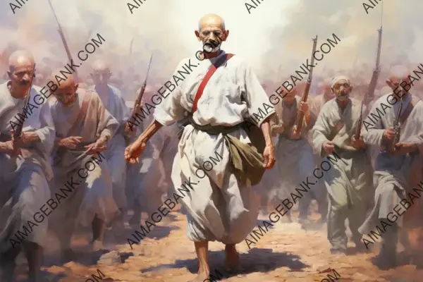 Mahatma Gandhi: Marching for Freedom in Sepia Elegance