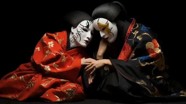 Noh Theater Actors: Capturing the Essence of Ancient Performances in Sepia