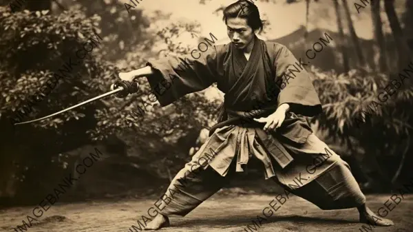 Okita Soji: The Art of Swordsmanship in Vintage Sepia