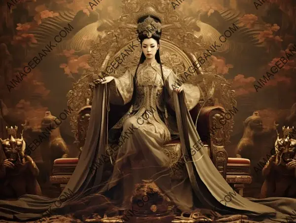 Sepia-Toned Portrait of Wu Zetian, Chinese Empress