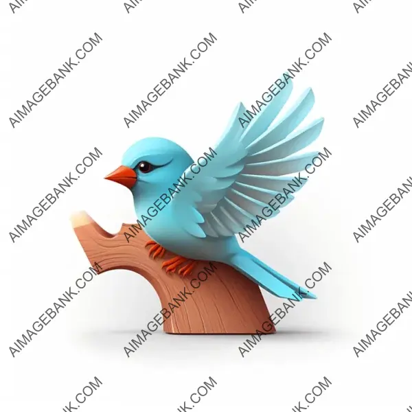 Minimalist 3D Twitter Icon Rendering