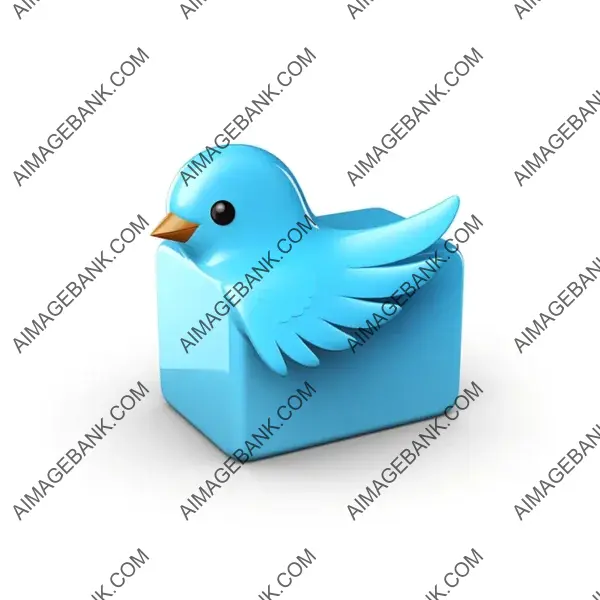 3D Minimalist Rendering of Twitter Icon