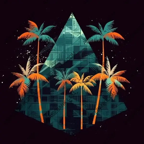 Dark Background with Geometric Palm Trees