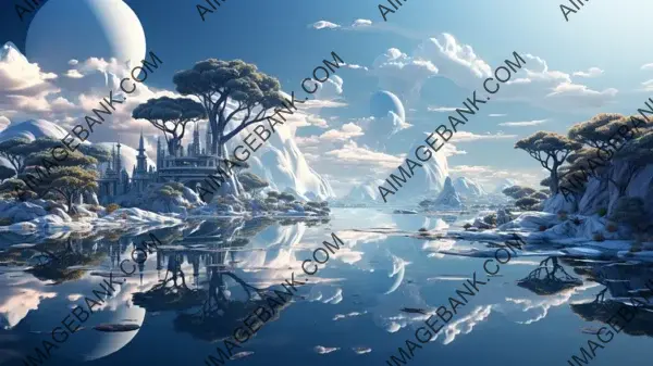 Island Dreamscape: Surreal Composition of Floating Isles.