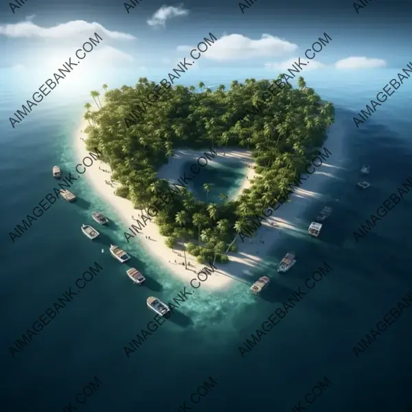 Tides of Love: Heart-Shaped Island&#8217;s Ocean Embrace.