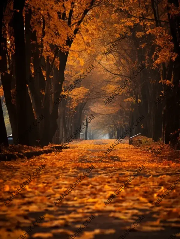 Autumn&#8217;s Beauty: A Road Covered in Fallen Leaves