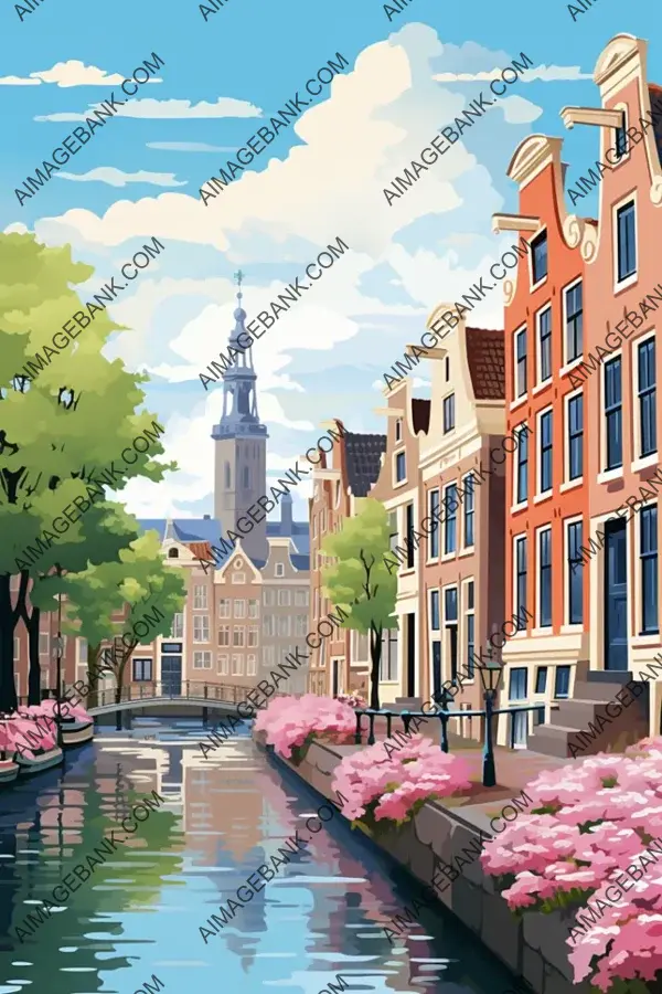 Amsterdam Travel in Anime Art.