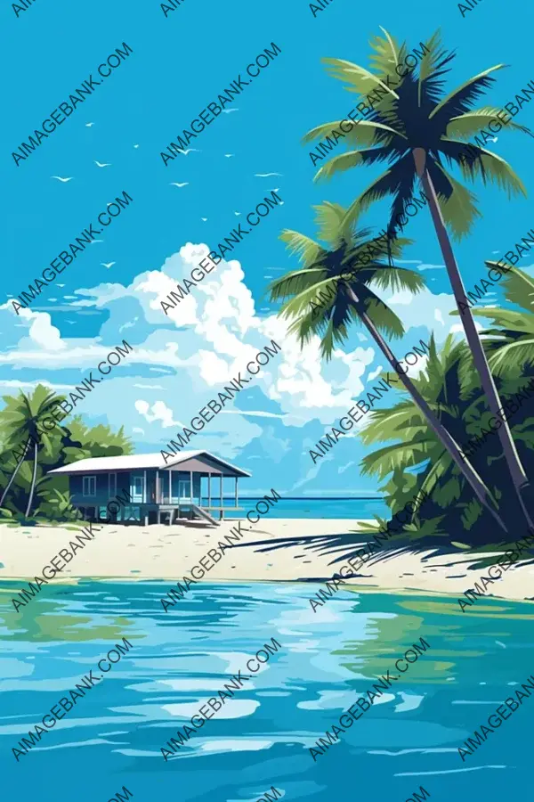 Aesthetic Maldives in Vector Art.