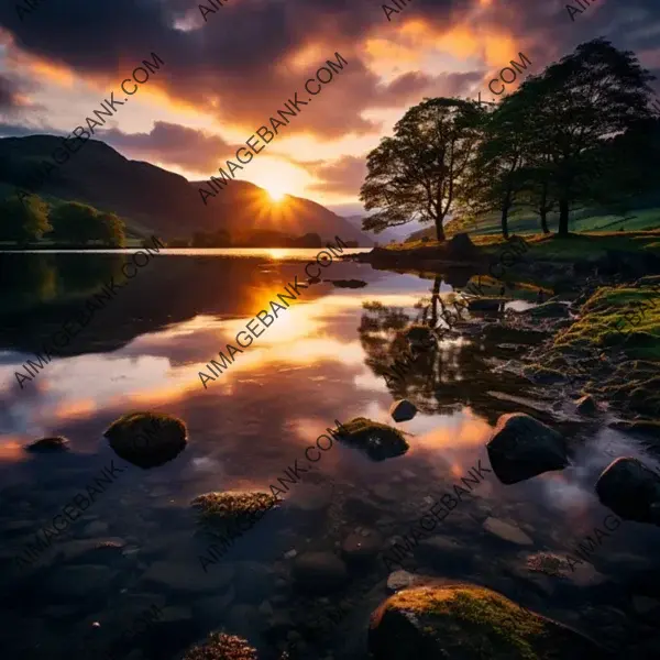 Colorful Sunset in the Lake District.