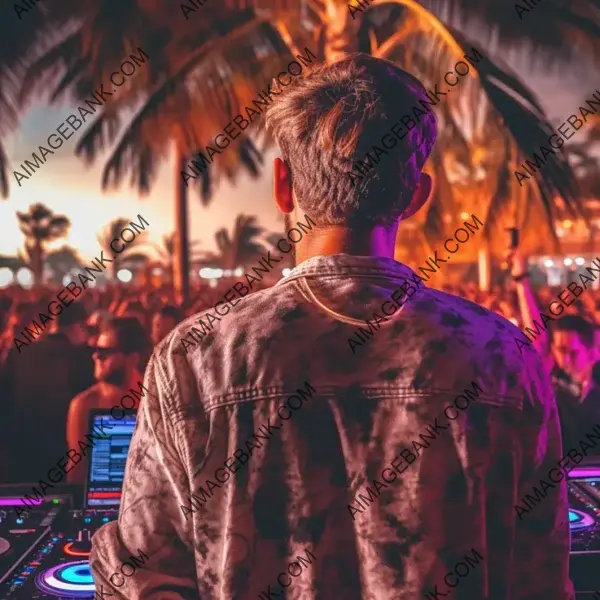 Palm beach party: DJ in the spotlight.