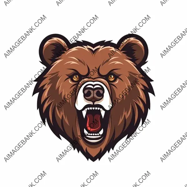 A dynamic grizzly bear head logo designed in a flat cartoon fashion.