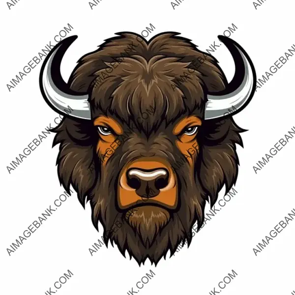 Robust bison head emblem