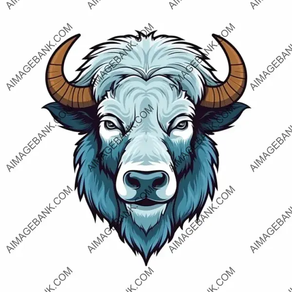 Bison head logo design flat cartoon styl