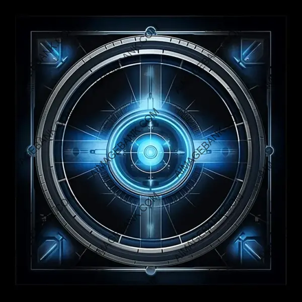 Blue Crosshair Icon for RPG Trading Card Game with Realistic Touch