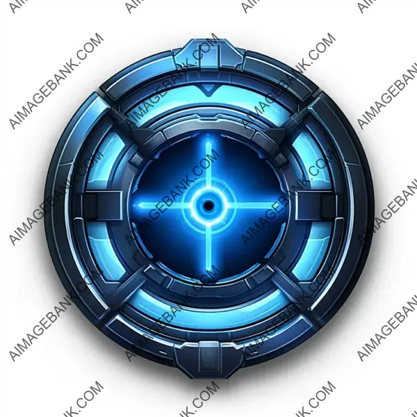 Accurate Blue Crosshair Icon for Realistic RPG Trading Card Game